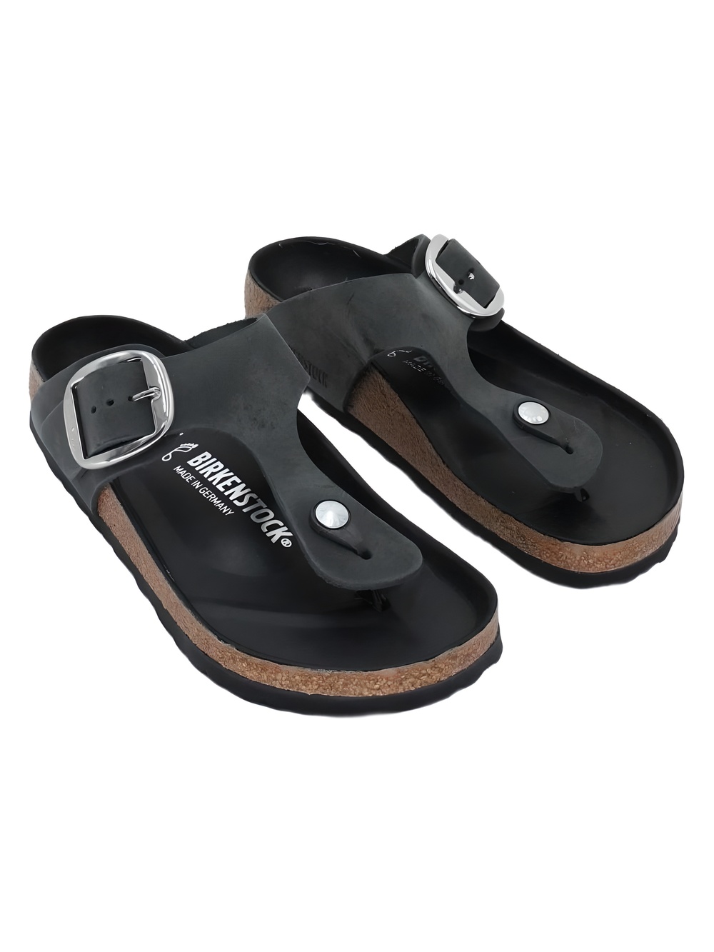Birkenstock Gizeh Big Buckle Black Oiled Leather Thong Sandals Size 6M